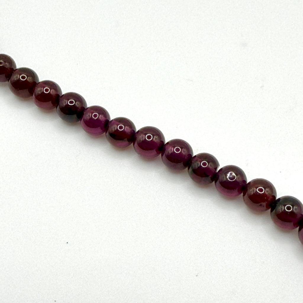 Vintage 90s Deep Red Genuine Garnet Beaded Gold Accent Spacer Strand Necklace