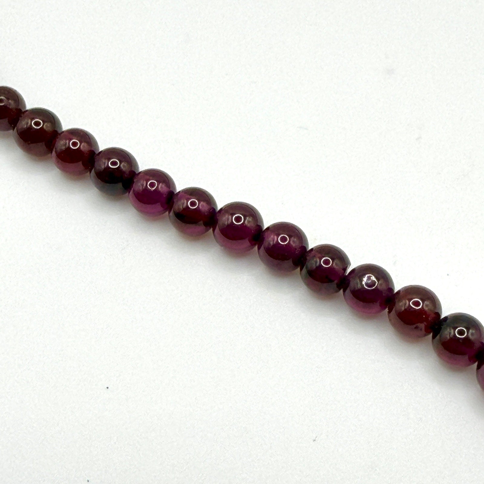 Vintage 90s Deep Red Genuine Garnet Beaded Gold Accent Spacer Strand Necklace