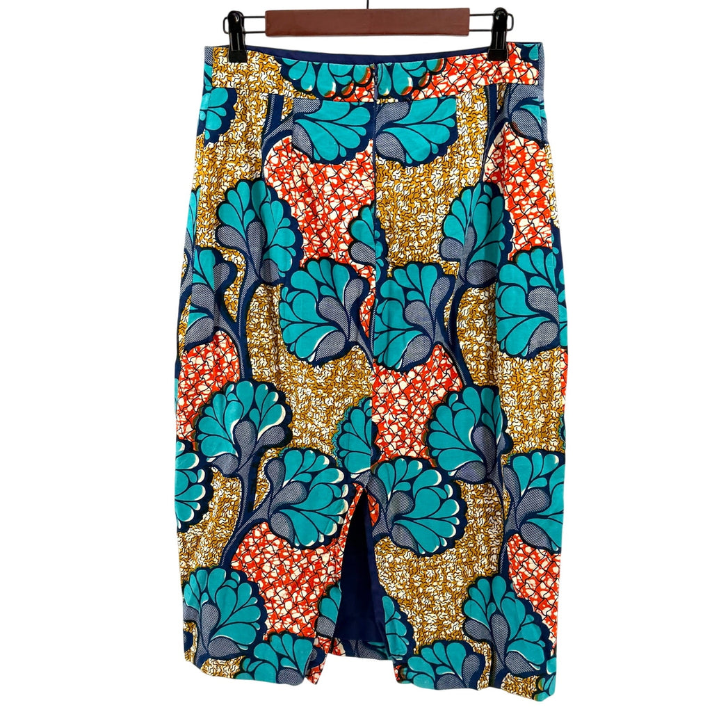 Vintage Y2K Handcrafted South African Shweshwe Print Pencil Skirt