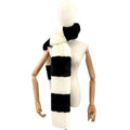 Anthropologie Black White Colorblock Striped Plush Long Winter Scarf