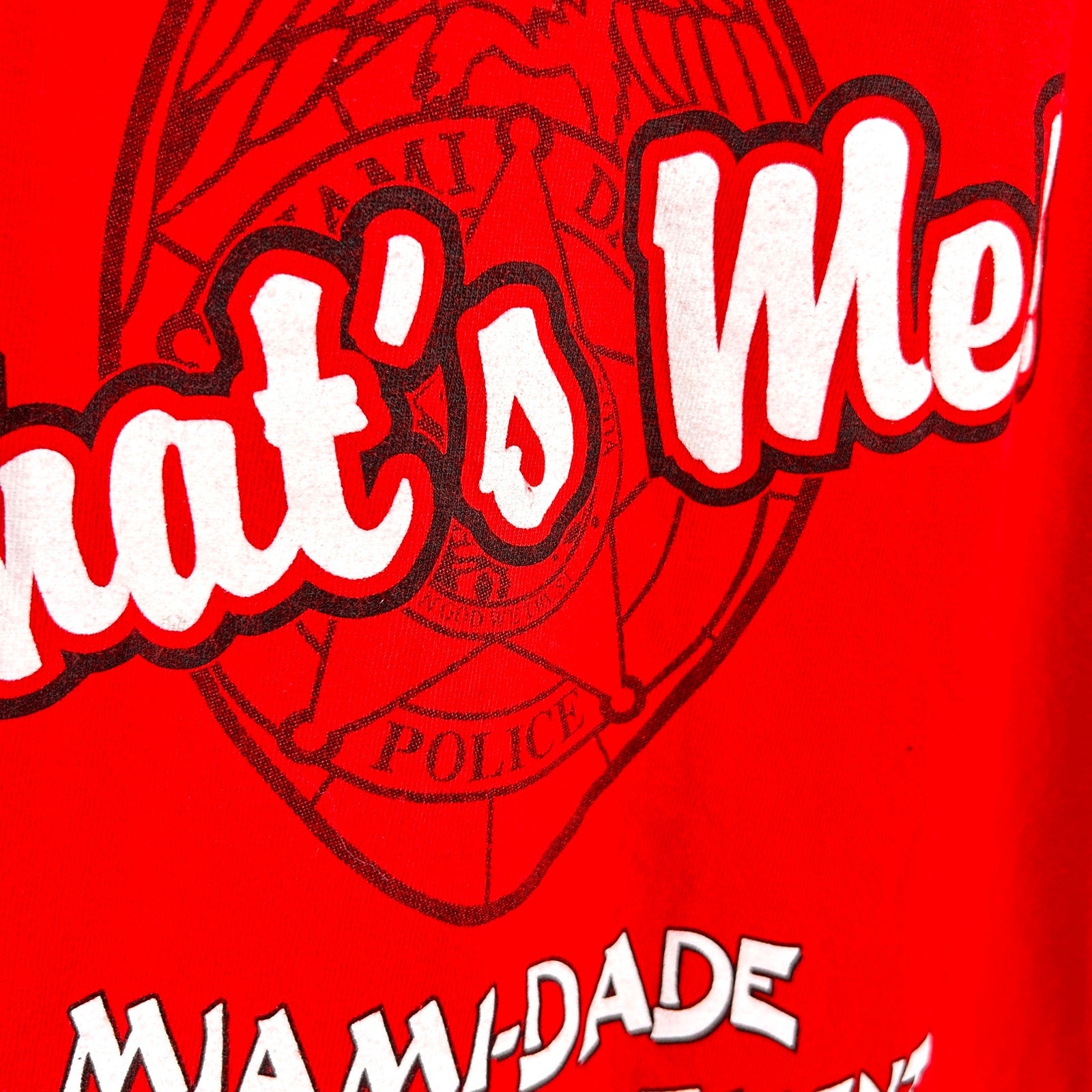 Y2K Miami Dade Police Red Drug Free Graphic 100% Cotton T-Shirt