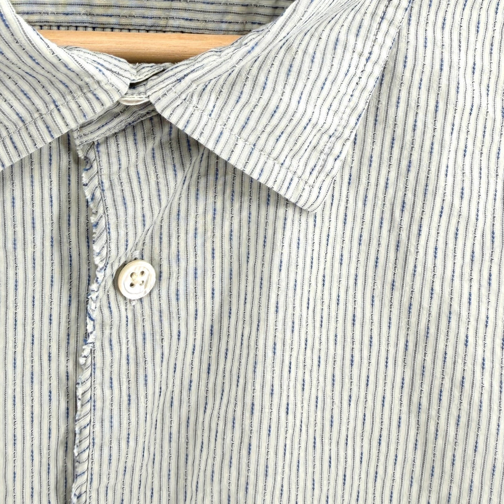 John Varvatos Gray Blue Striped Textured Button-Up Shirt