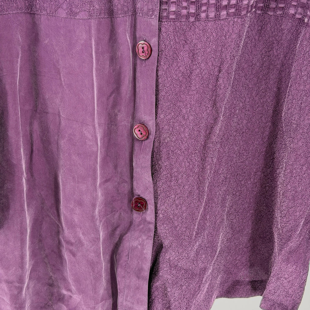 Vintage 90s A.P. Collection Eggplant Mixed Texture Oversized Blouse