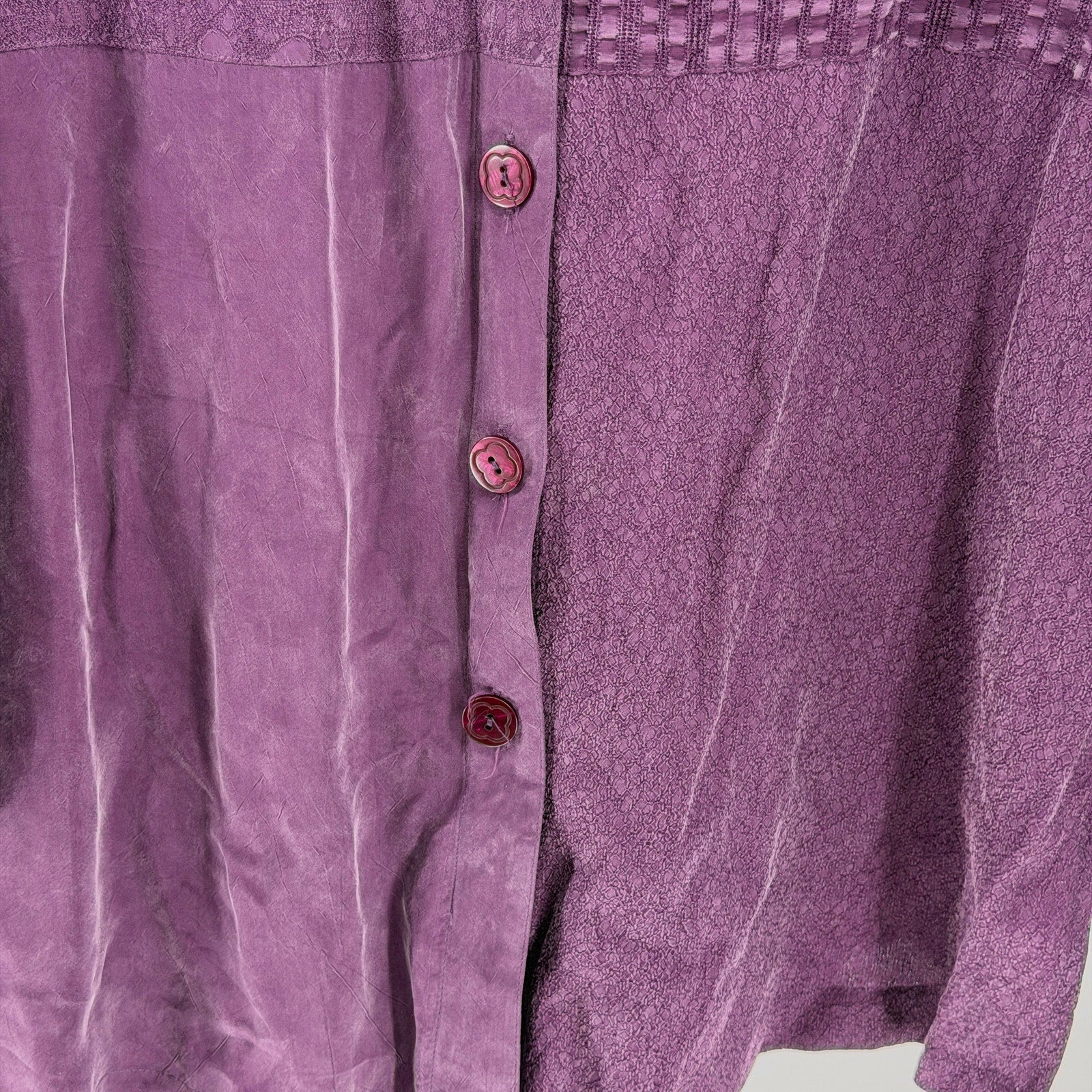 Vintage 90s A.P. Collection Eggplant Mixed Texture Oversized Blouse