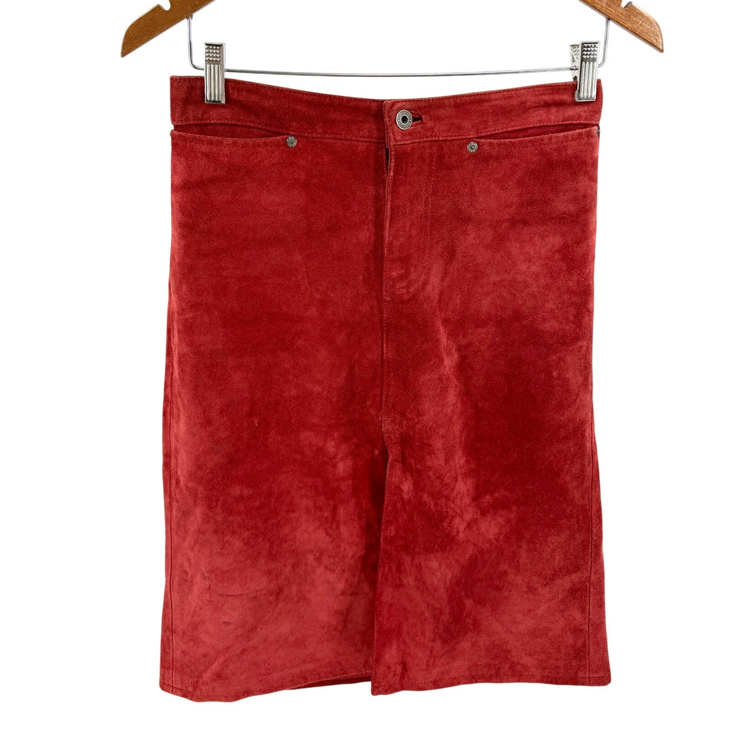 Vintage 90s Gap Brick Red Genuine Suede Western A-Line Skirt