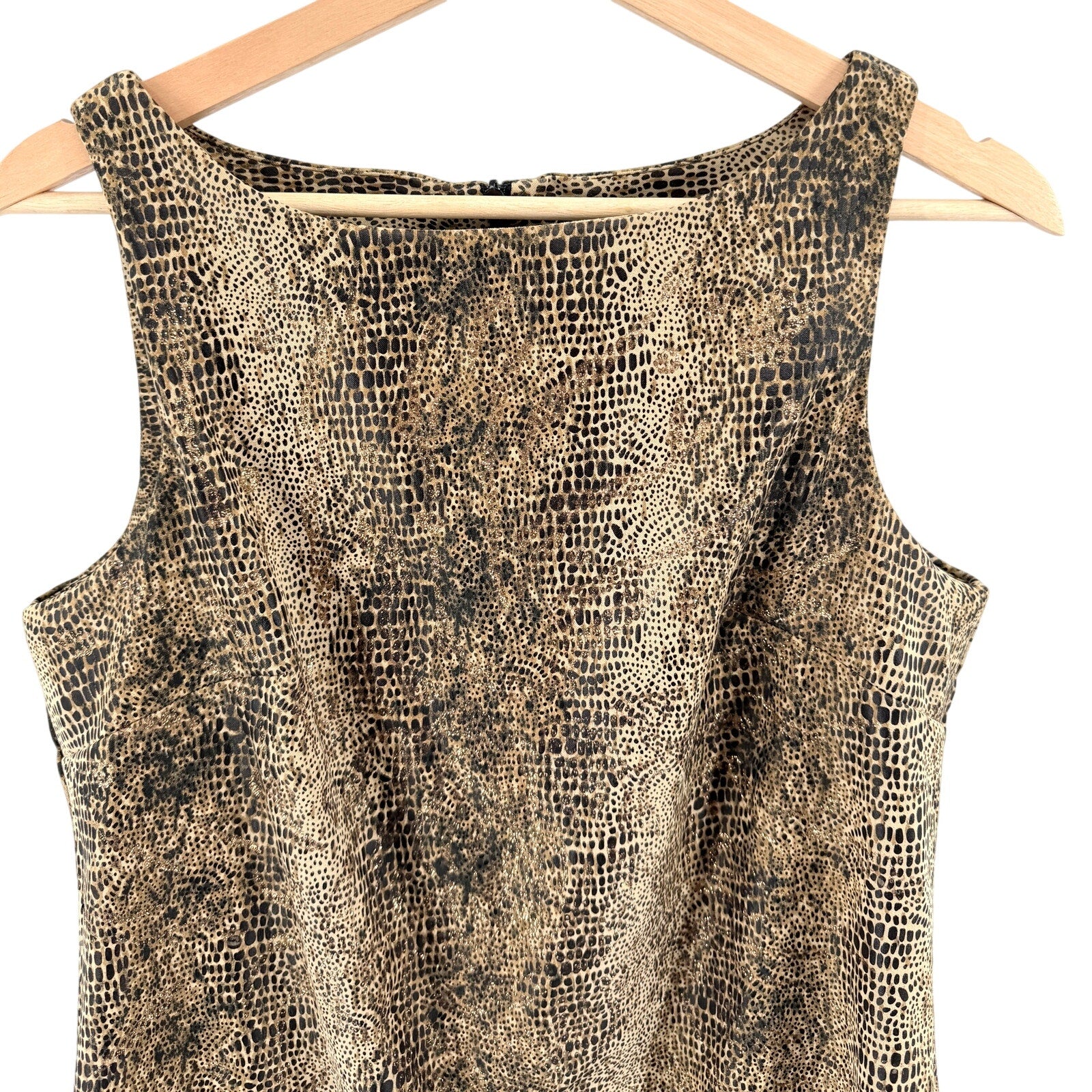 Vintage 90s CDC Petites Brown Snake Animal Print Sheath Mini Dress