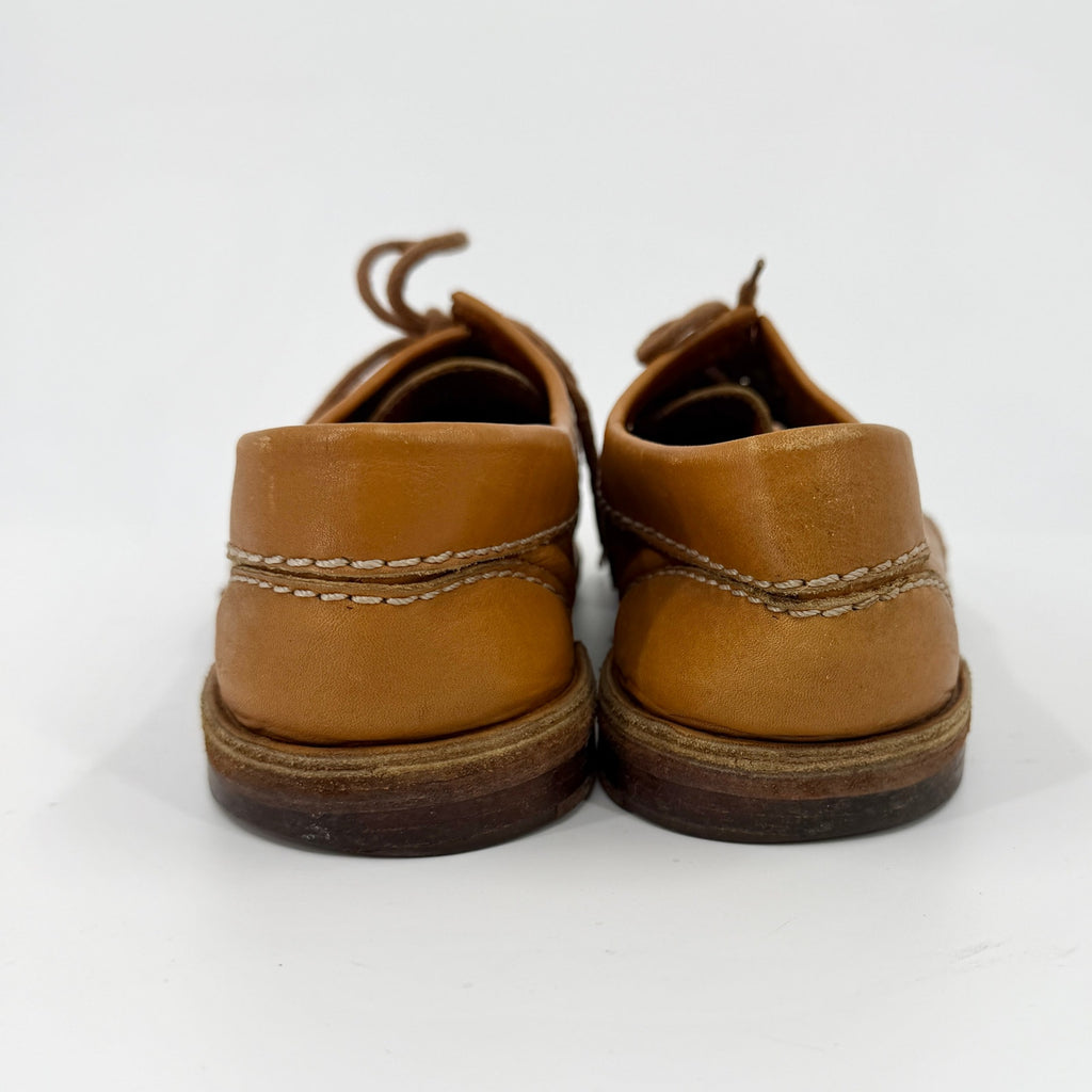 Vintage 80s Apache Ochre Tan Genuine Leather Lace Up Oxford Shoes