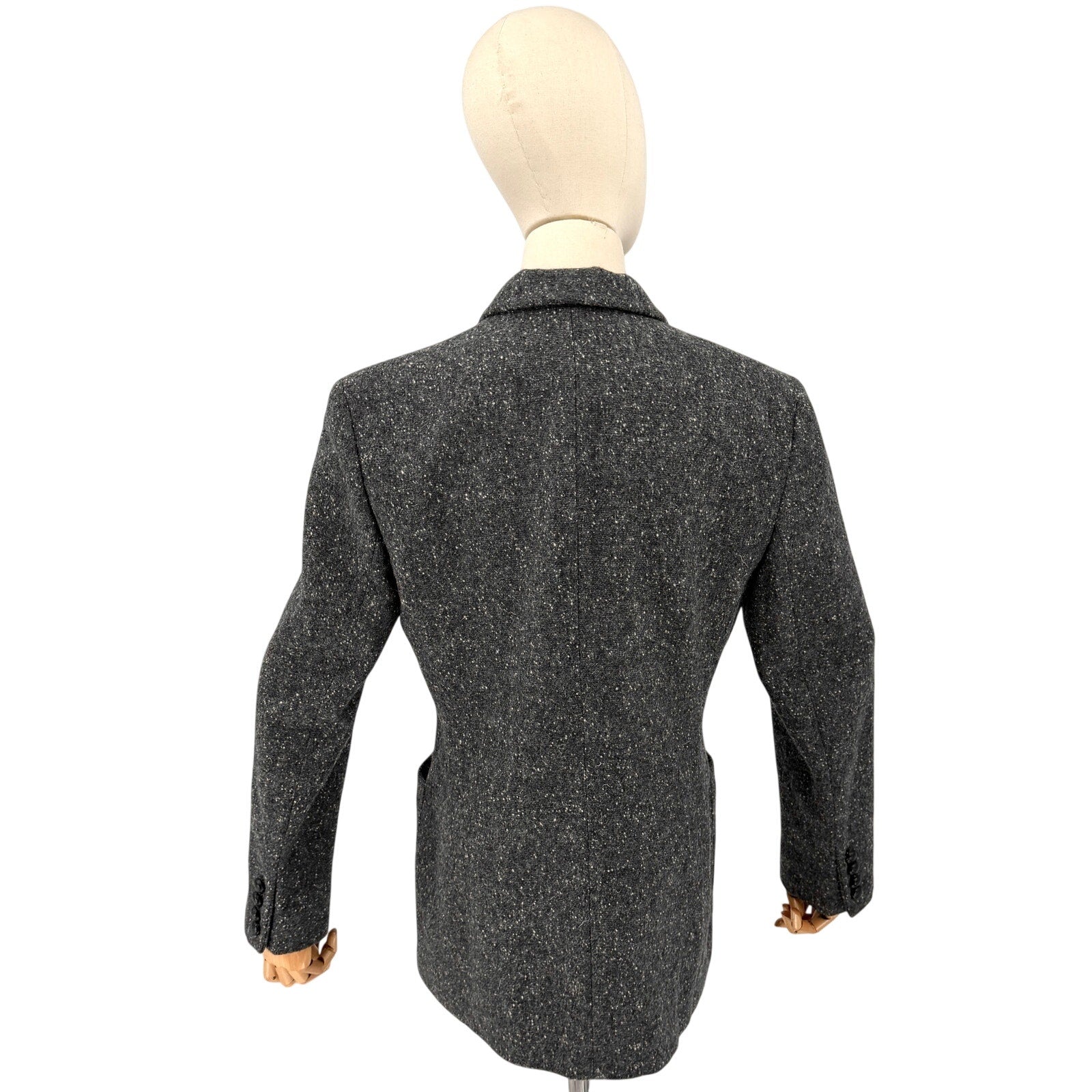 Vintage 90s Lauren Ralph Lauren Gray Speckled 100% Wool Academic Patch Blazer
