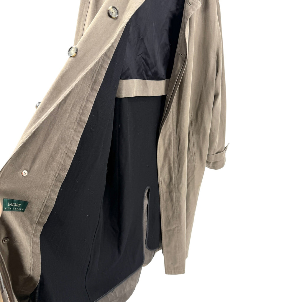 Vintage 90s Lauren Ralph Lauren Olive Green Beltless Trenchcoat