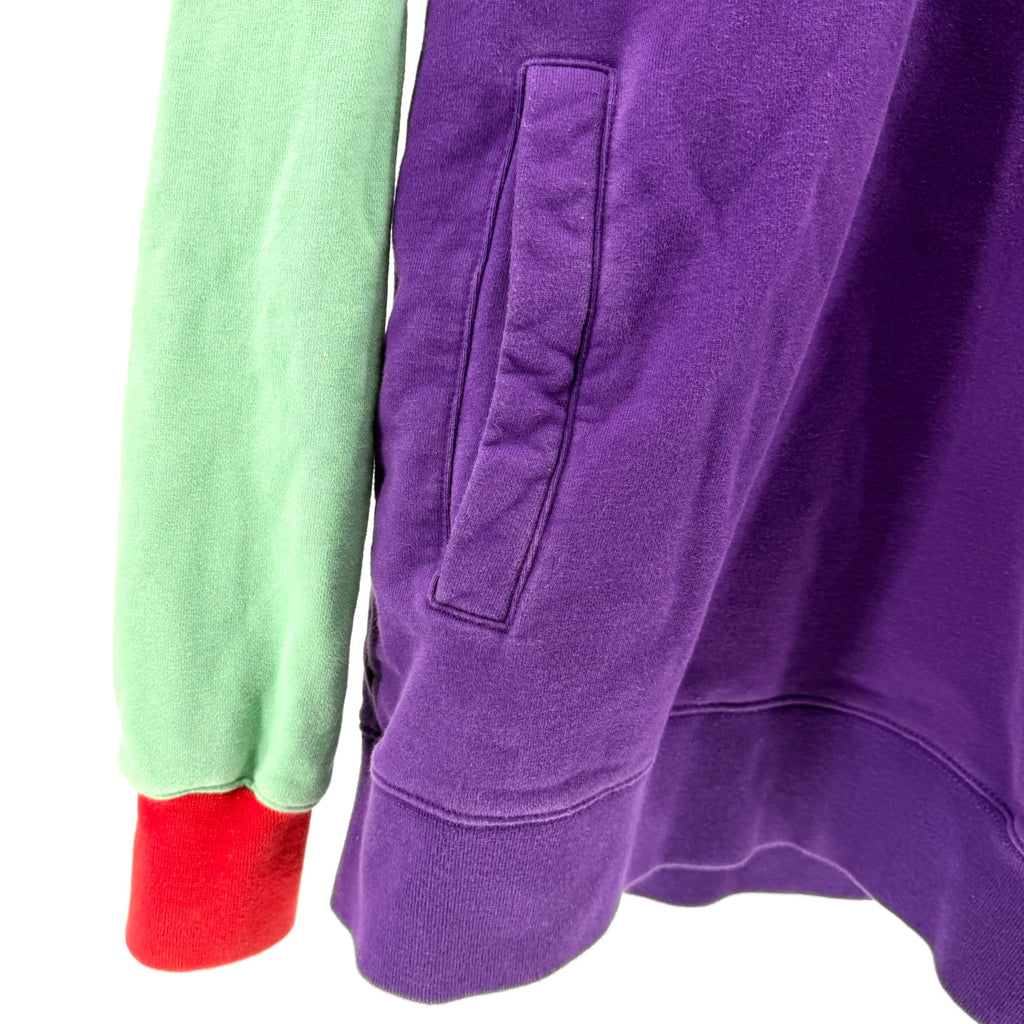 Teddy Fresh Purple Colorblock 100% Cotton Streetwear Patchwork HoodieStreet style swagger