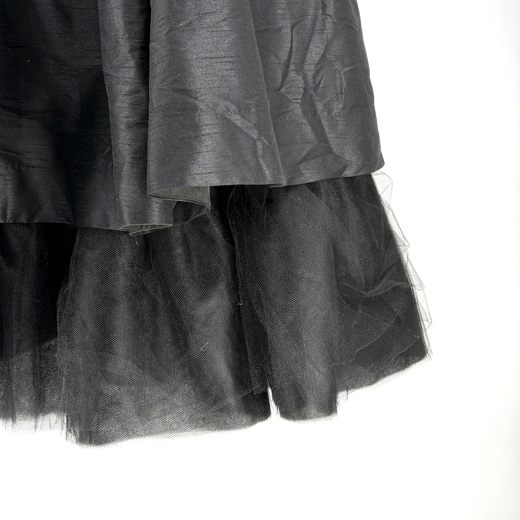 eShakti Black Romantic Goth Tulle Tiered Boned Corset Cocktail Dress