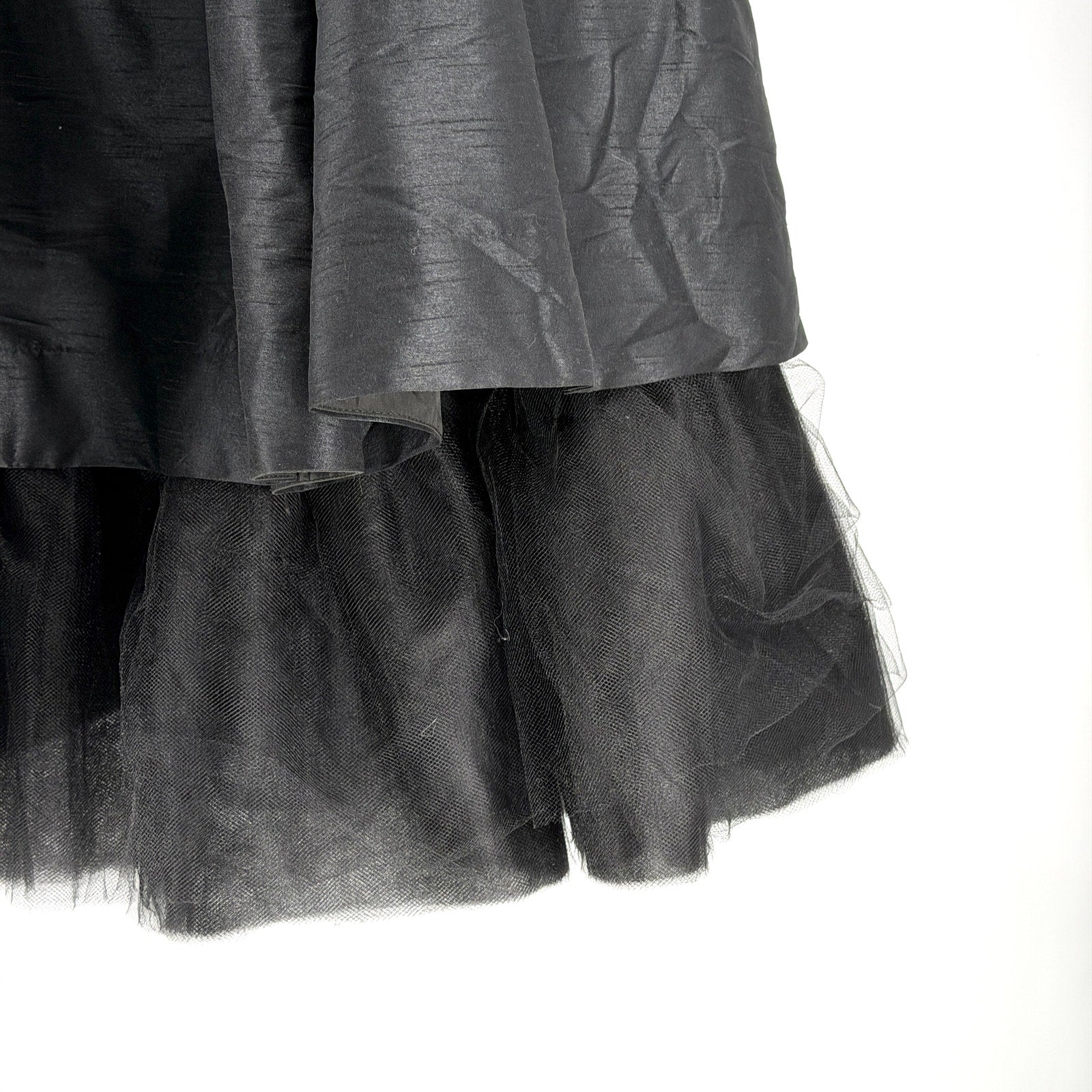 eShakti Black Romantic Goth Tulle Tiered Boned Corset Cocktail Dress