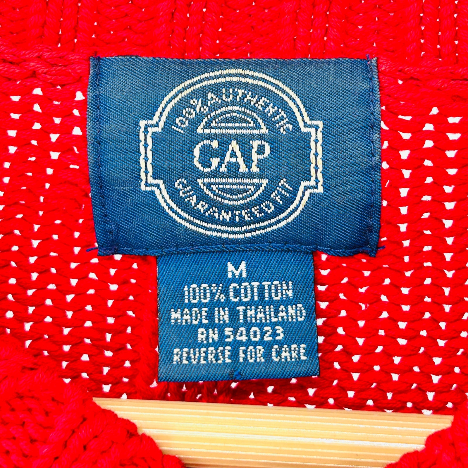 Vintage 90s Gap Red 100% Cotton Shaker Knit Blue Label Crewneck Sweater