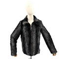 Betsey Johnson Black Gray Soft Shaggy Glam Coat Faux Fur Jacket