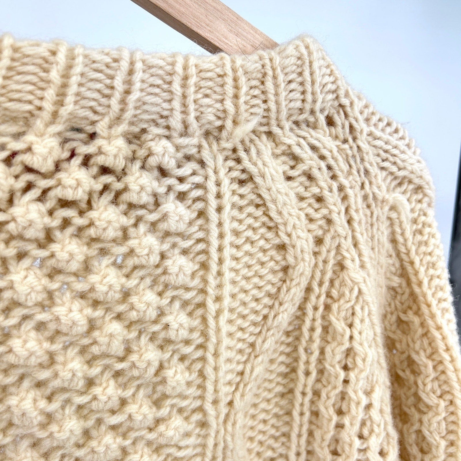 Vintage 70s Italian Alexander’s Cream Wool Fisherman Knit Sweater