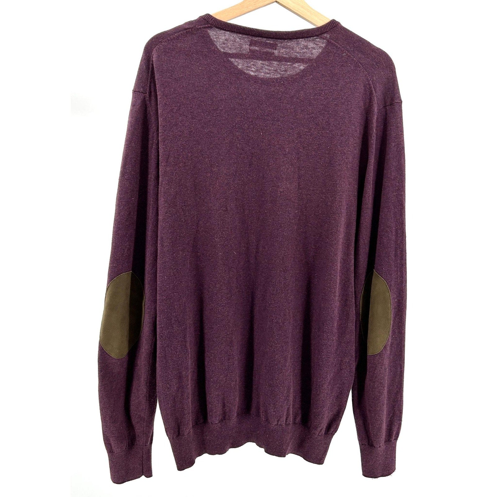 Massimo Dutti Plum Cotton Silk Cashmere Elbow Patch Sweater