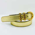 Vintage 80s/90s Paloma Picasso Gold Metallic Leather Chain Detail Belt