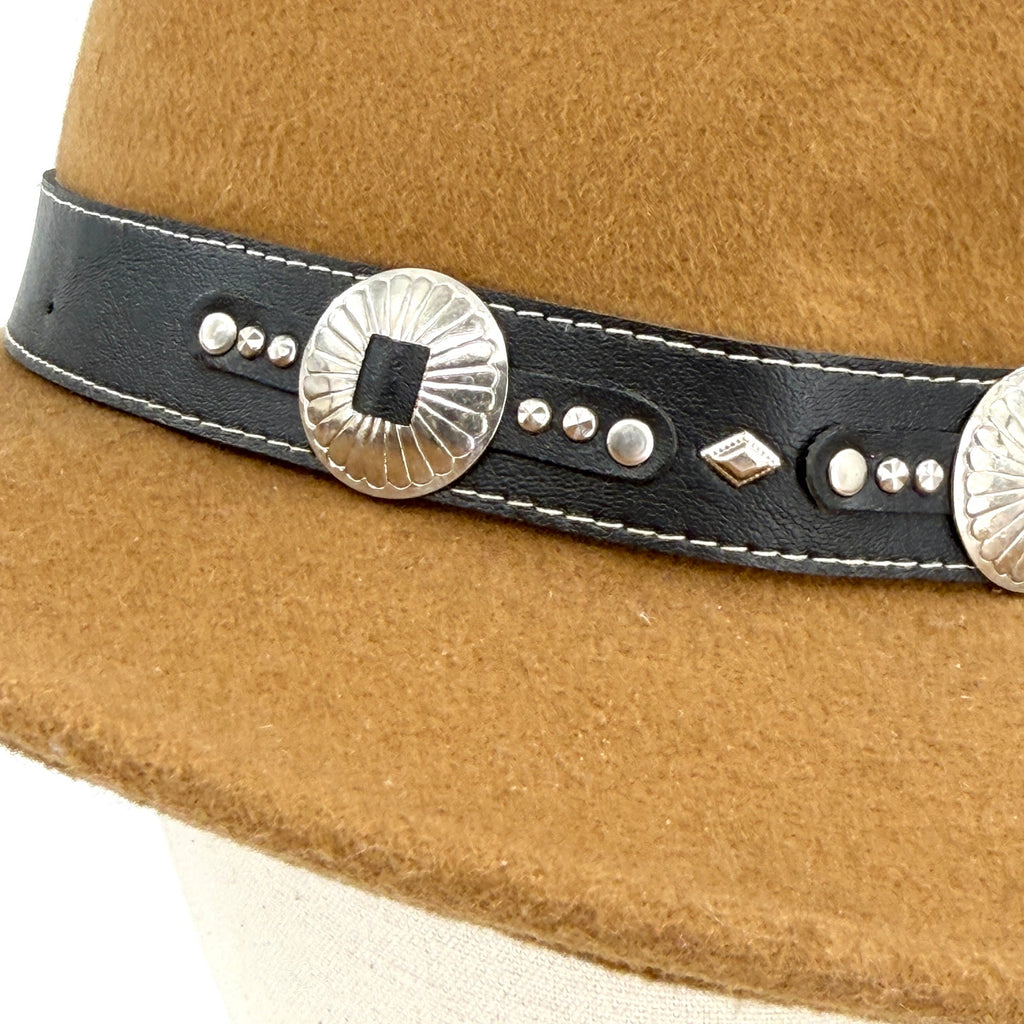 Vintage Y2k Peruvian Connection Warm Brown Wool Western Silver Concho Cowboy Hat