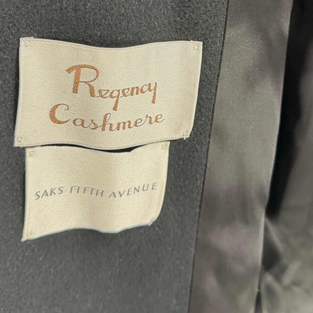 MINT Vintage 80s Regency Saks Fifth Avenue Black 100% Cashmere Overcoat Coat