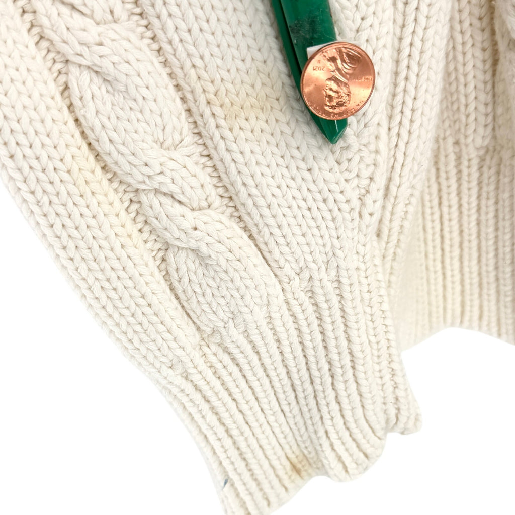 Vintage 90s Gap White Made in UK 100% Cotton Roll Top Cable Knit Sweater