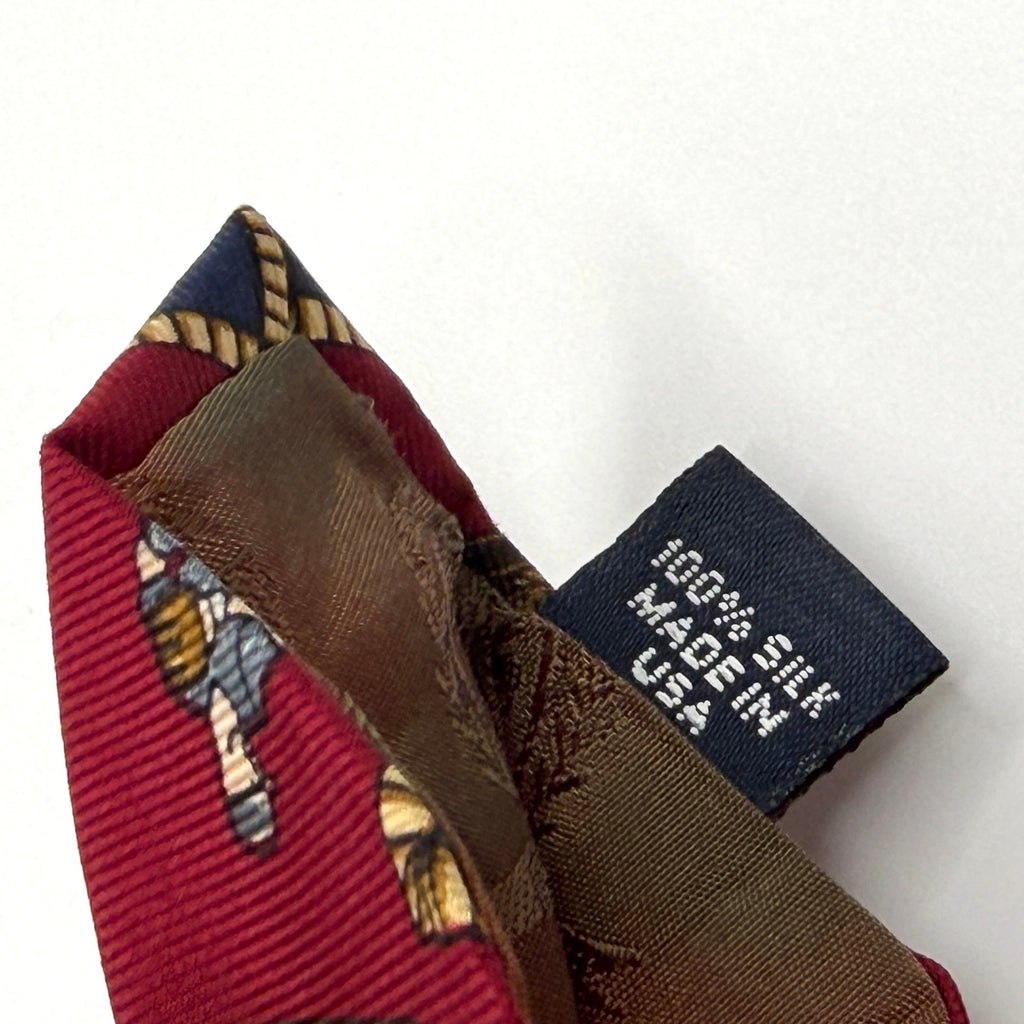 Vintage 90s Tommy Hilfiger Red 100% Silk Baseball Motif Preppy Novelty Tie