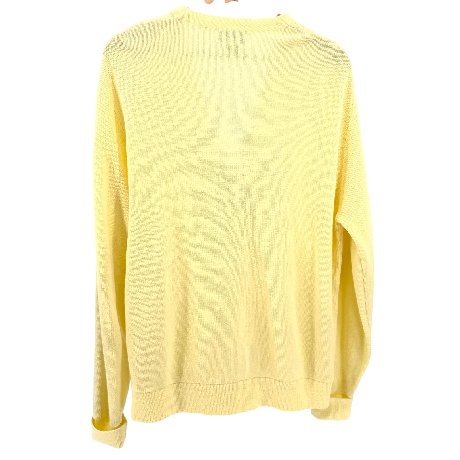 Vintage 70s IZOD Yellow Golf Prep V-Neck Knit Button Cardigan Sweater