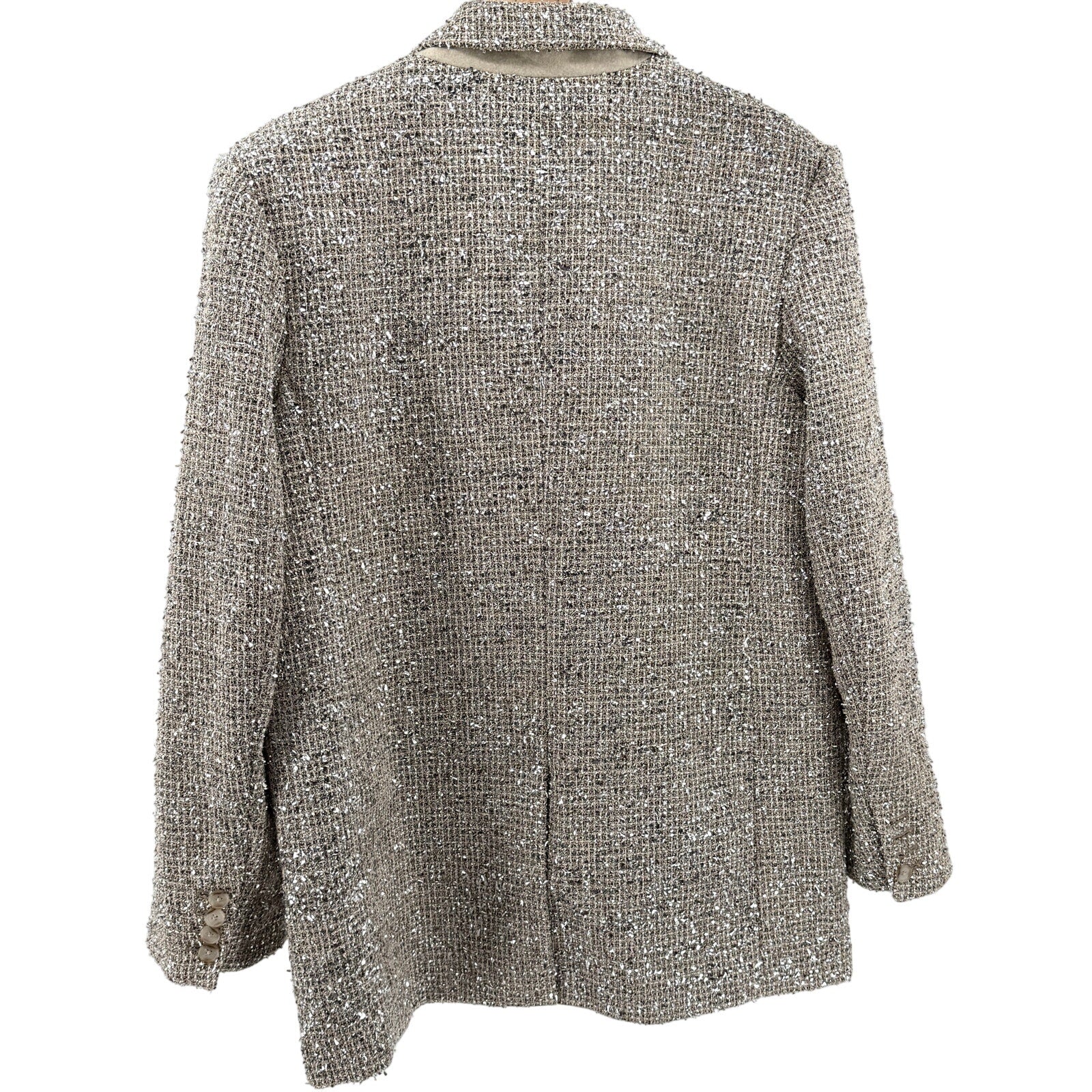 Banana Republic Beige Silver Metallic Tweed Blazer Pant Suit