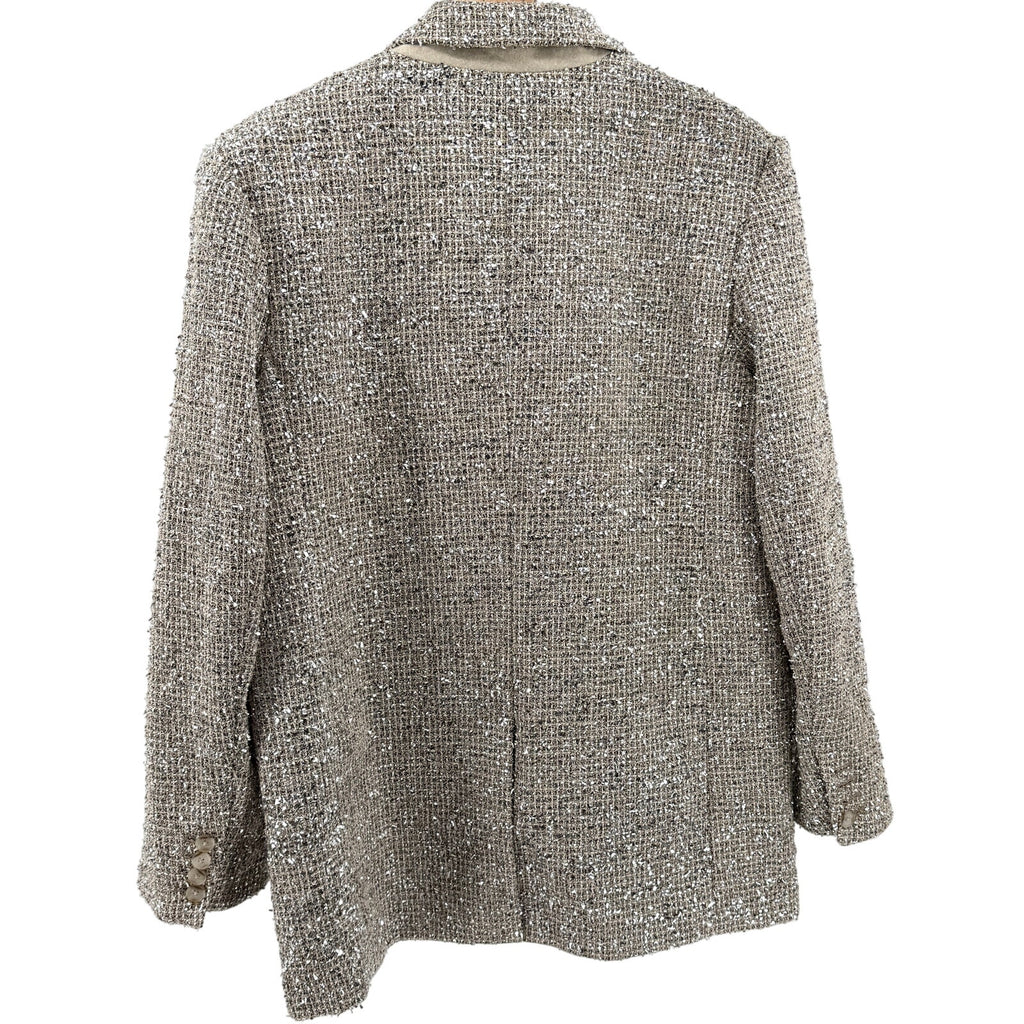 Banana Republic Beige Silver Metallic Tweed Blazer Pant Suit