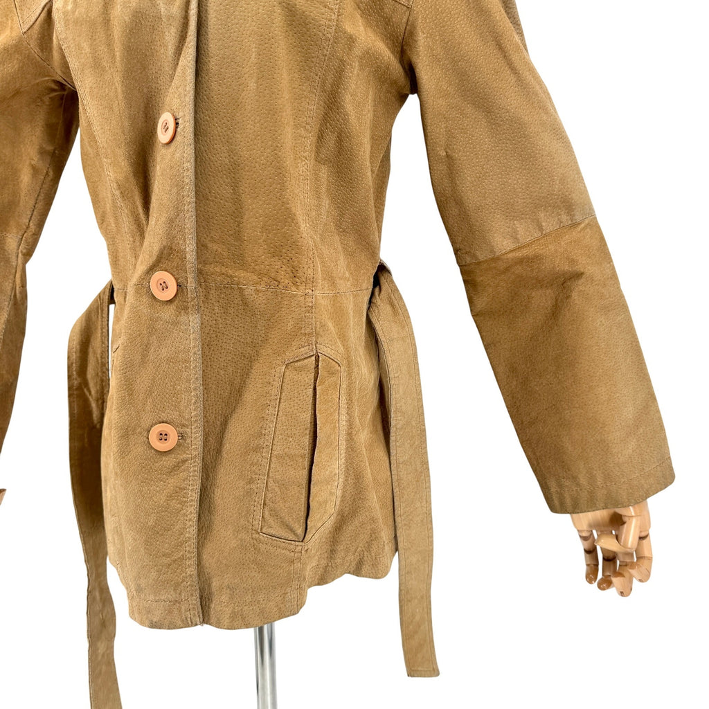 Vintage Y2K Dollhouse Tan Genuine Suede Belted Safari Jacket