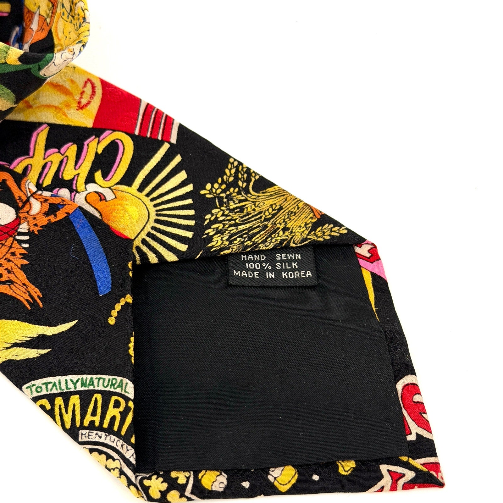 Vintage 90s Frito Lay Black 100% Silk Pop Culture Cheetos Doritos Print Tie