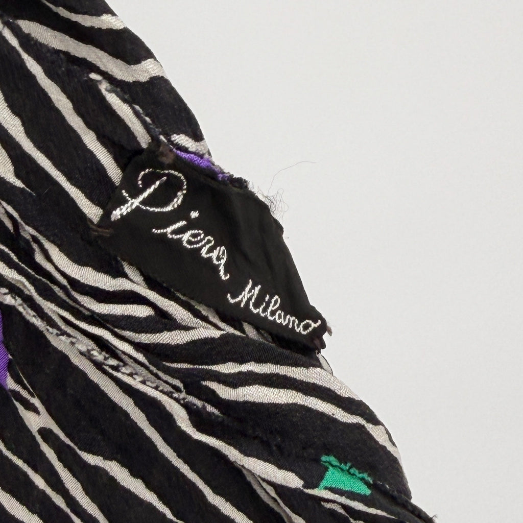 Vintage 80s Gianni Versace Black White 100% Silk Abstract Graphic Mini Dress