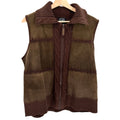 Vintage Y2K Designers Originals Brown Genuine Leather Cable Knit Patchwork Vest