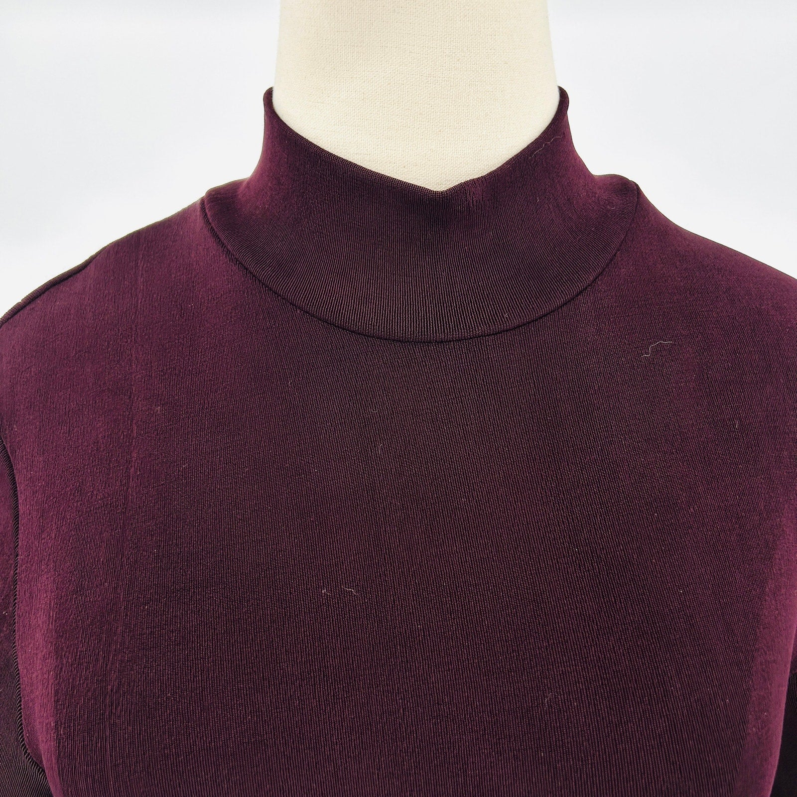 Vintage 90s Double D Ranch Burgundy Western Asymmetrical Mock Neck Maxi Dress