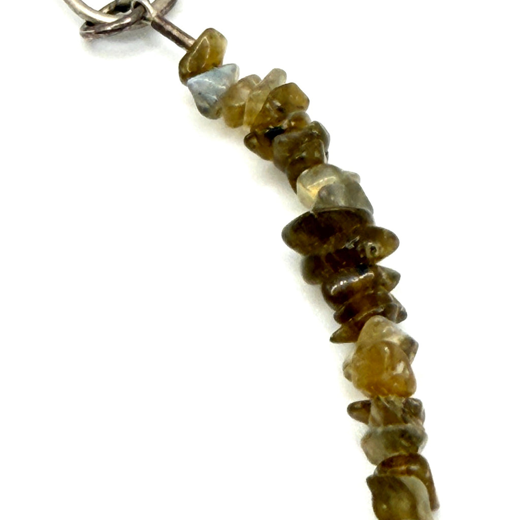 Vintage 90s Iridescent Labradorite Sterling Silver Boho S Hook Chip Necklace