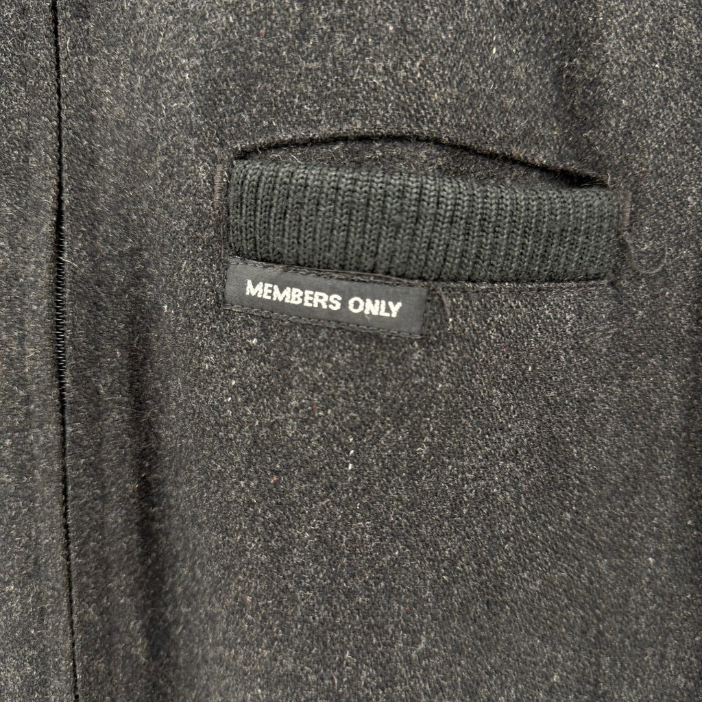 Vintage 80s Members Only Charcoal Wool Blend Iconic Racer Bomber Jacket