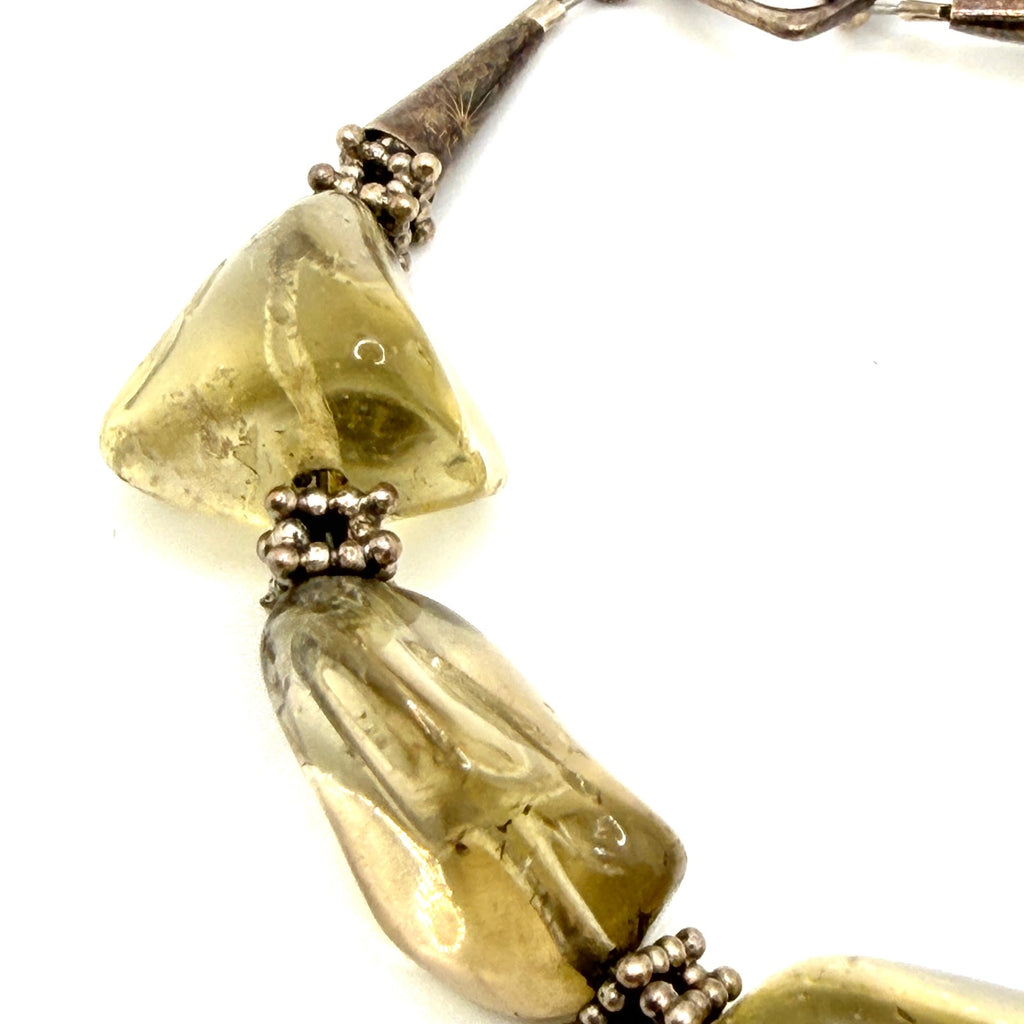 Vintage 90s Sunburst Trading Co. Citrine Sterling Silver Ladybug Toggle Bracelet