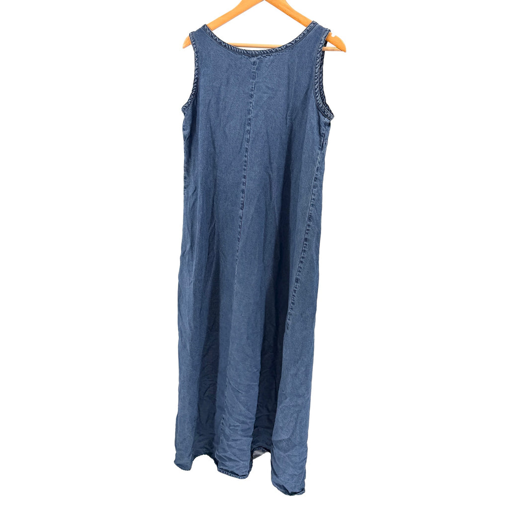 Vintage 90s Double D Ranch Blue 100% Cotton Western Sleeveless Maxi Dress