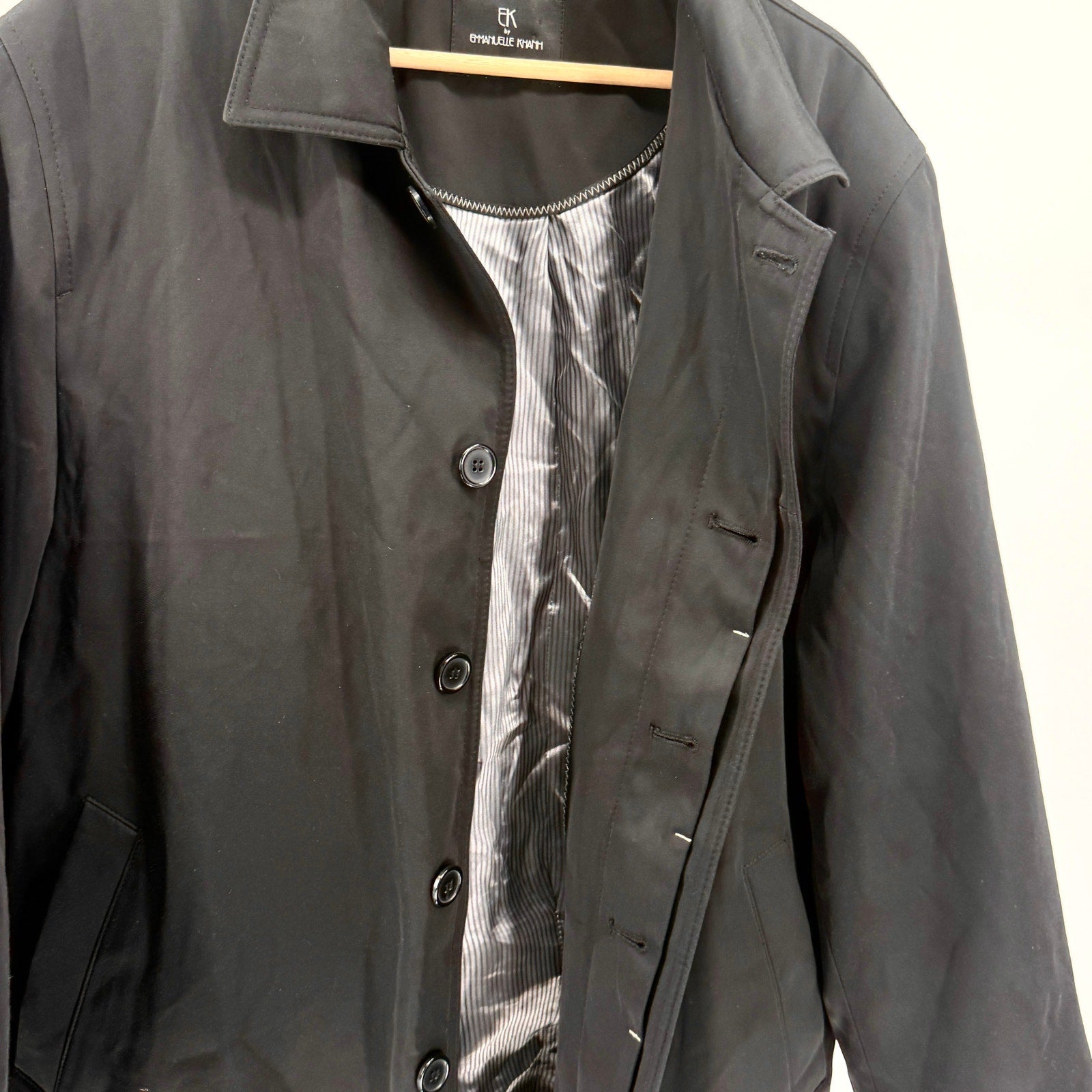 Emmanuelle Khanh Noir Cotton Blend Minimalist City Chic Raincoat Trench Coat