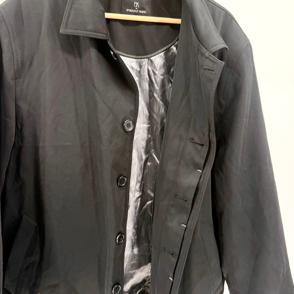 Emmanuelle Khanh Noir Cotton Blend Minimalist City Chic Raincoat Trench Coat