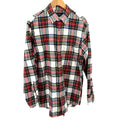 Vintage 90s Lands' End White Red Plaid 100% Cotton Button Down Flannel Shirt
