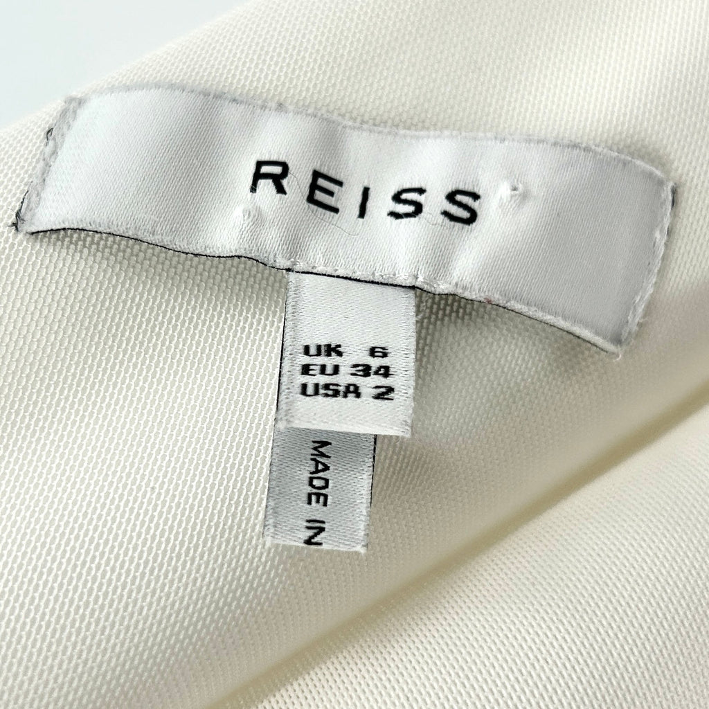 Reiss White Asymmetrical One-Shoulder Twist Waist Cocktail Midi Dress