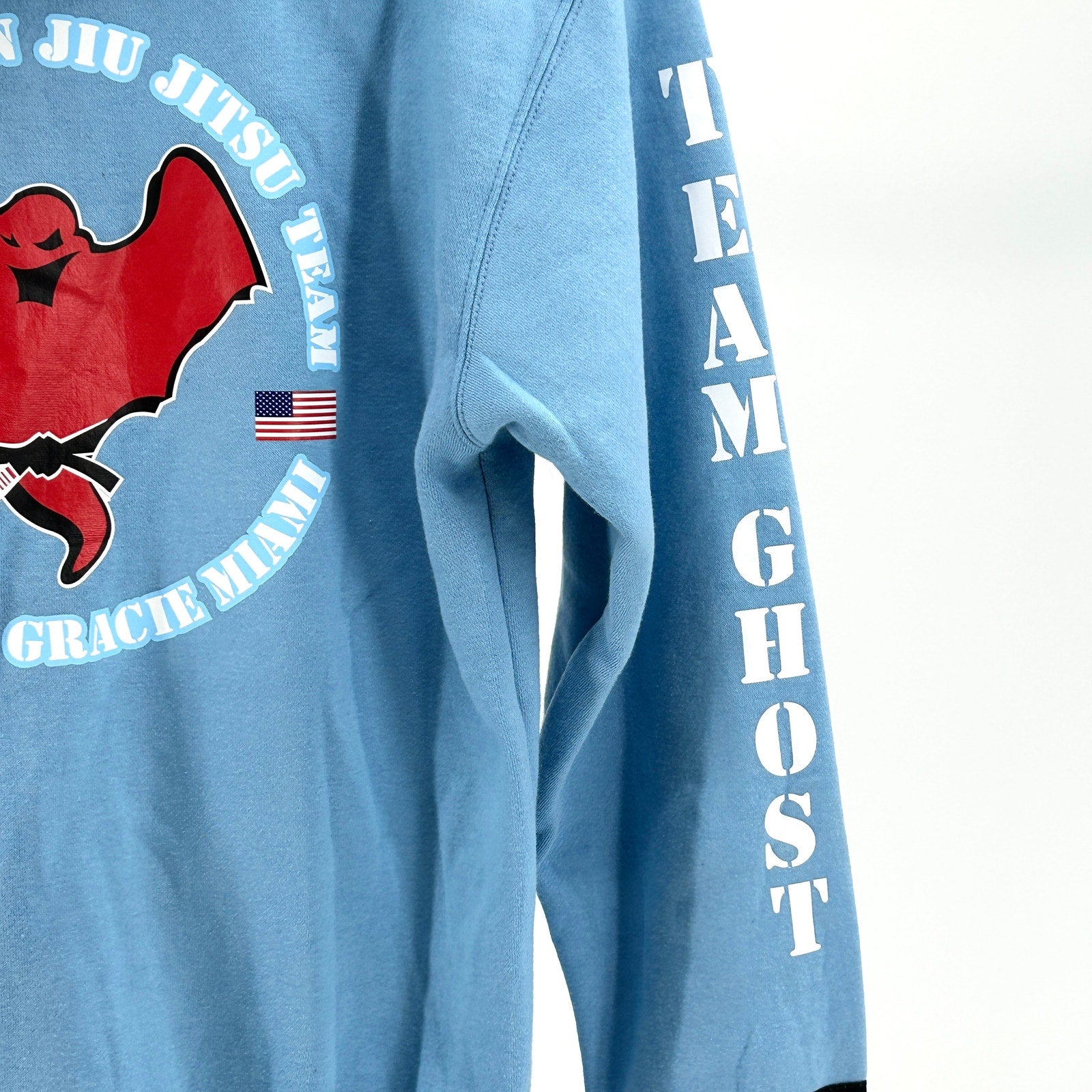 Vincent BJJ Powder Blue Carlson Gracie Miami Team Ghost Zip-Up Kids Hoodie
