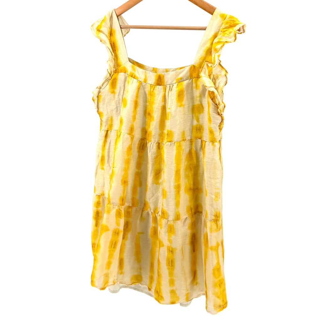 Marie Oliver Yellow Watercolor Ruffle Tiered Mini Babydoll Dress