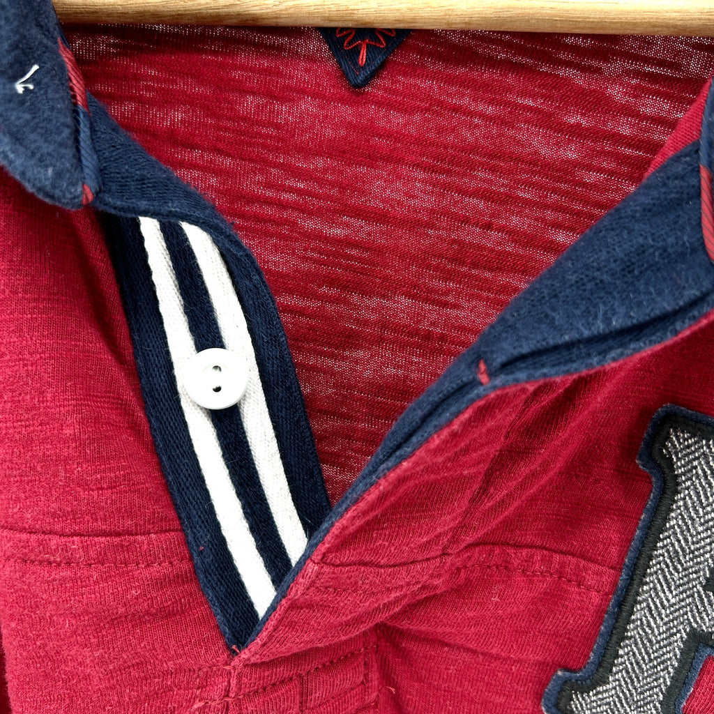 Tommy Hilfiger Red Navy White Rugby Polo Shirt Elbow Patches