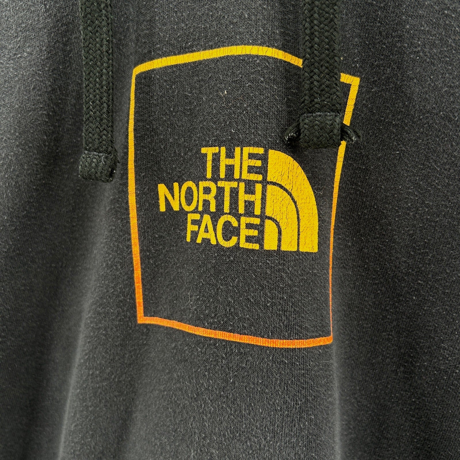 The North Face Black Orange Graphic Cotton Blend Pullover Hoodie