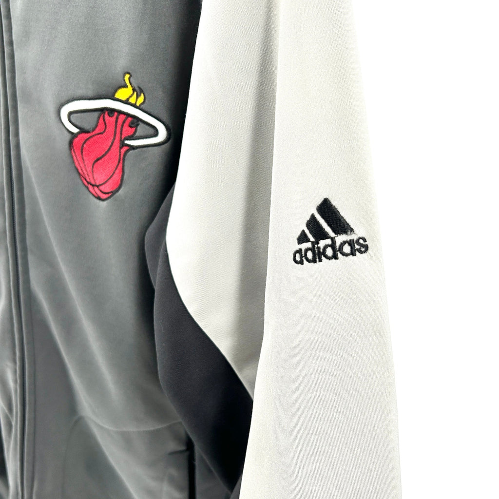 Adidas NBA Miami Heat Gray Black Colorblock Fleece Warm-up Jacket