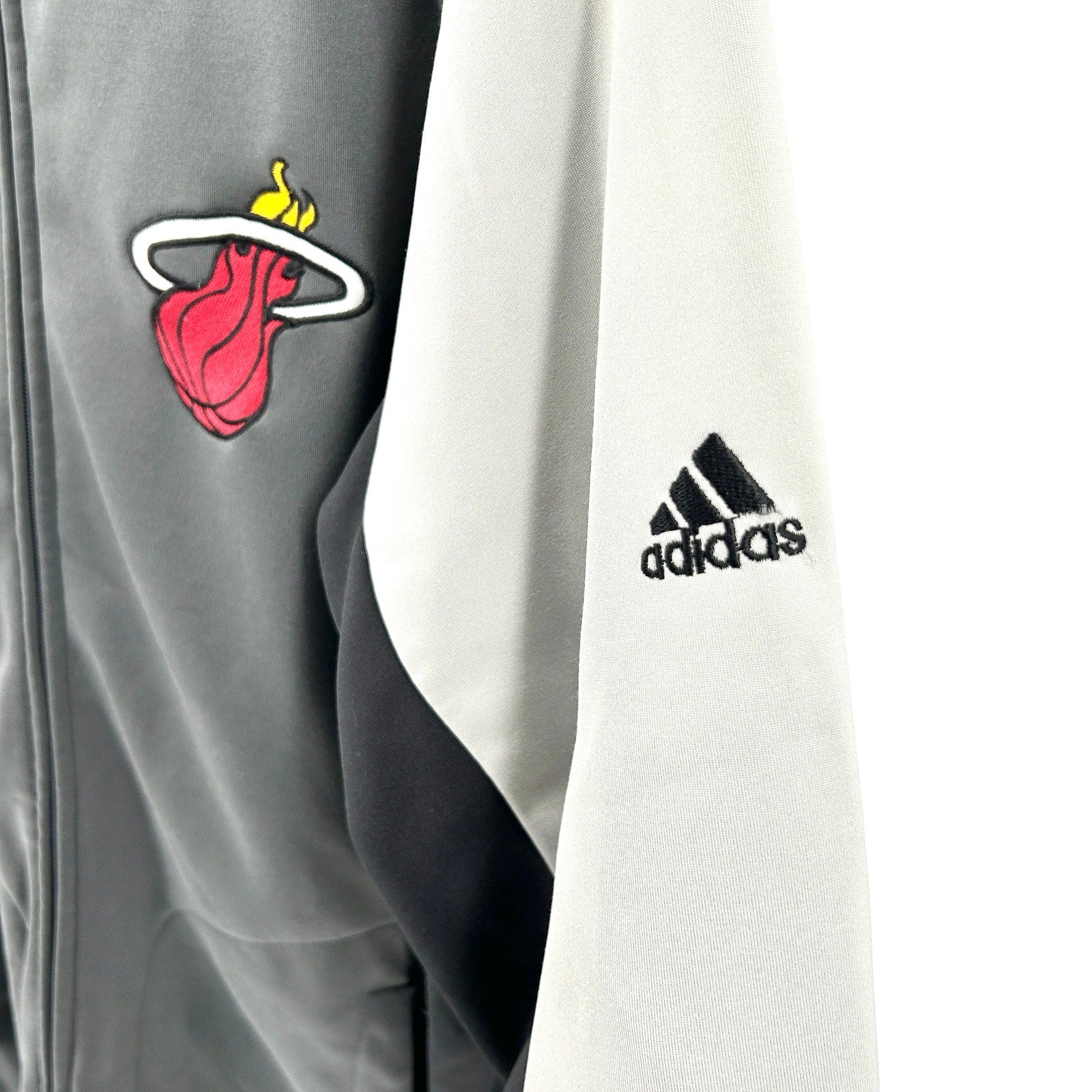 Adidas NBA Miami Heat Gray Black Colorblock Fleece Warm-up Jacket