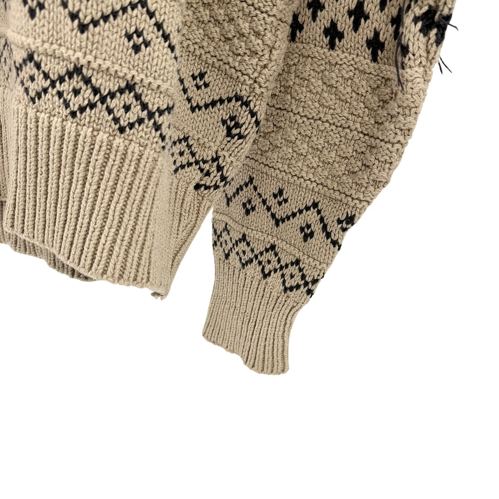 Vintage 90s Nick Danger Beige Black 100% Cotton Fair Isle Crewneck Knit Sweater