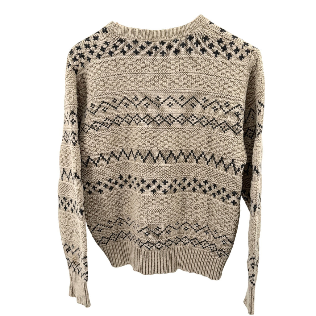 Vintage 90s Nick Danger Beige Black 100% Cotton Fair Isle Crewneck Knit Sweater