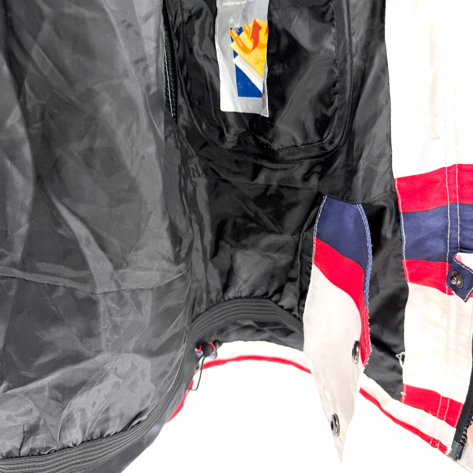 Vintage Y2K Iceburg Nautical Red White Blue Striped Ski Windbreaker Jacket